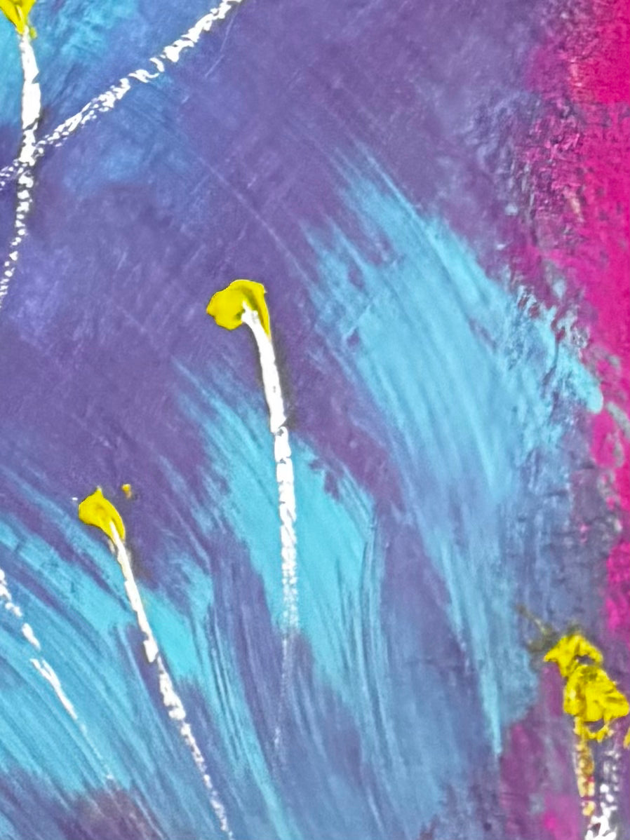 Flowers on a pond (acrylic painting on canvas)