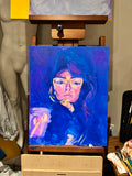 A colorful portrait painting of a woman.